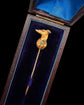 VICTORIAN 15CT GOLD WHIPPET DOG STICKPIN WITH HEART COLLAR