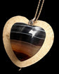 ANTIQUE HUGE BANDED AGATE HEART PENDANT