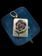 VICTORIAN ENAMEL PANSEY SILVER BOOK PENDANT