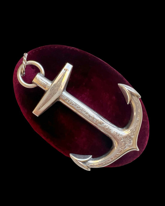 SUPERSIZED VICTORIAN SILVER ANCHOR PENDANT