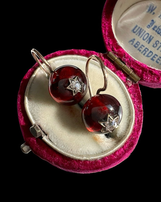 VICTORIAN GARNET & DIAMOND EARRINGS