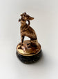 EARLY 19TH CENTURY 18CT GOLD & LAPIS DOG FOB PENDANT