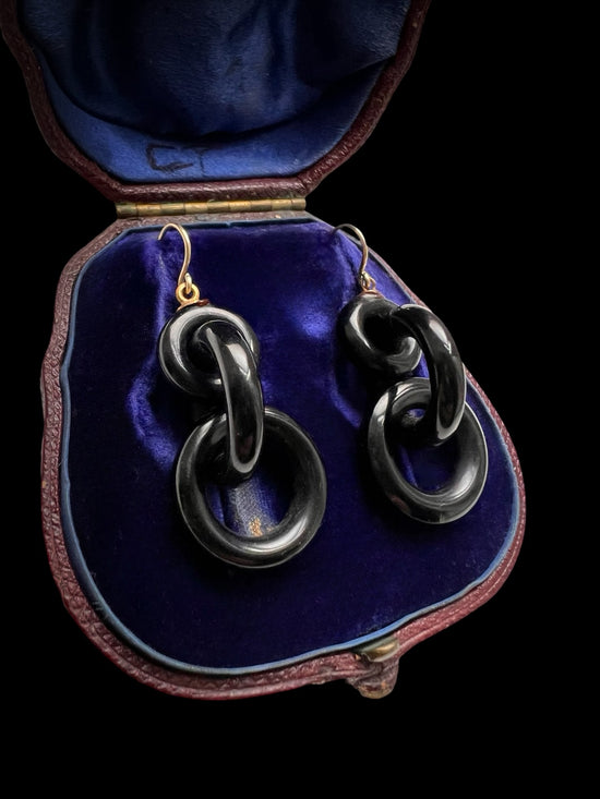 VICTORIAN JET CHAIN EARRINGS