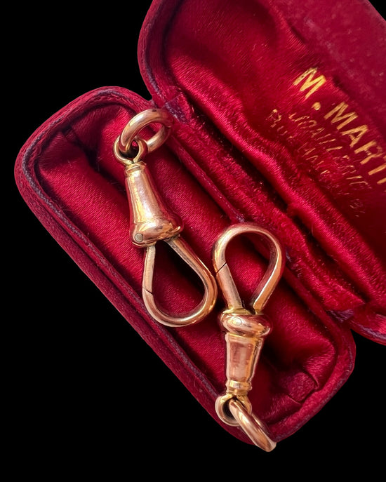 ANTIQUE LARGE 9CT GOLD MATCHING DOG CLIPS