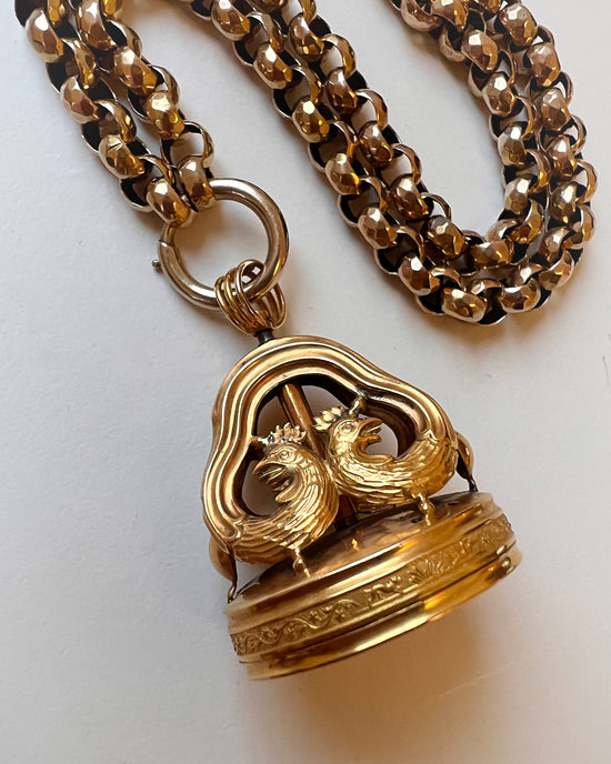 EARLY 19TH CENTURY 18CT GOLD COCKEREL MUSICAL SEAL PENDANT