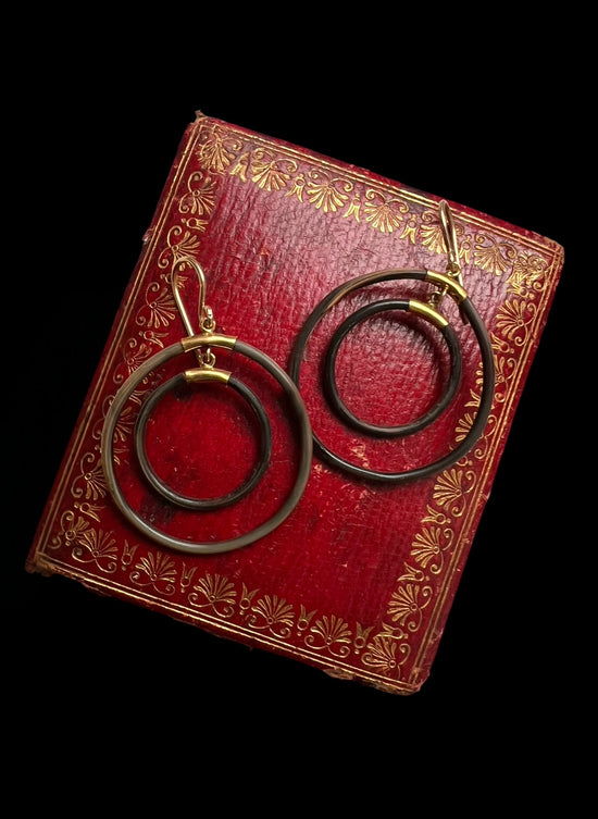 VICTORIAN DOUBLE HOOP ELEPHANT HAIR EARRINGS