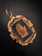 GEORGIAN GOLD & CORAL HAND & HEART PENDANT