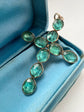 VICTORIAN FACETED PASTE AQUA BLUE CROSS PENDANT