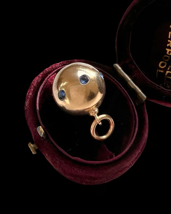 ANTIQUE 18CT GOLD & SAPPHIRE SPHERE PENDANT