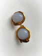 ANTIQUE 15CT GOLD SNAKE & OPALINE EARRINGS