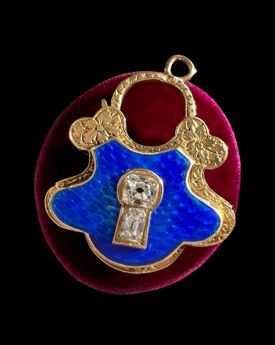 VICTORIAN 18CT GOLD PADLOCK WITH DIAMOND LOCK