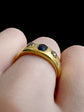 ANTIQUE SAPPHIRE & DIAMOND FLUSH SET RING