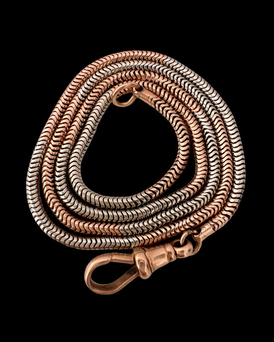 ANTIQUE BI-COLOUR 9CT GOLD SNAKE CHAIN