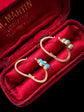 ANTIQUE TURQUOISE & PEARL FLOWER EARRINGS
