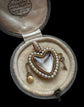 EARLY 19TH CENTURY PEARL & ROCK CRYSTAL HEART LOCKET WITH PADLOCK & KEY