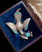 VICTORIAN SILVER & TURQUOISE DOVE PENDANT WITH ORIGINAL BOX