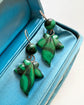 VICTORIAN MALACHITE & SILVER IVY LEAF EARRINGS