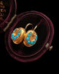 VICTORIAN 15CT GOLD & TURQUOISE HORSESHOE EARRINGS