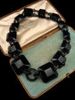 VICTORIAN WHITBY JET GEOMETRIC COLLAR NECKLACE