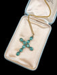 VICTORIAN FACETED PASTE AQUA BLUE CROSS PENDANT