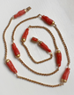 EARLY 19TH CENTURY CARVED CORAL HORSE & 18CT NECKLACE
