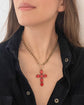 GEORGIAN LARGE PINK PASTE CROSS PENDANT