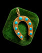 VICTORIAN 15CT GOLD & TURQUOISE HORSESHOE PENDANT