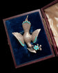 VICTORIAN SILVER & TURQUOISE DOVE PENDANT WITH ORIGINAL BOX