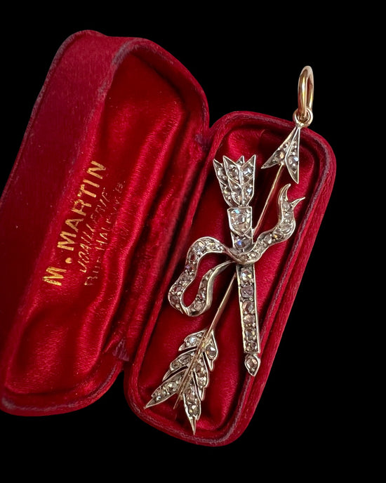 VICTORIAN DIAMOND ARROW & QUIVER PENDANT