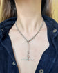 ANTIQUE SILVER PAPERCLIP ALBERT CHAIN WITH T-BAR