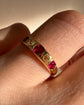 ANTIQUE DIAMOND & RUBY FLUSH SET 18CT GOLD RING