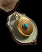 VICTORIAN 15CT GOLD LOCKET WITH TURQUOISE & DIAMOND HEART MOTIF