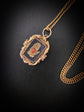 GEORGIAN GOLD & CORAL HAND & HEART PENDANT