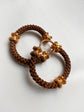 19TH CENTURY 18CT GOLD & WOVEN HAIR HOOP EARRINGS