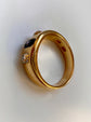 ANTIQUE SAPPHIRE & DIAMOND FLUSH SET RING