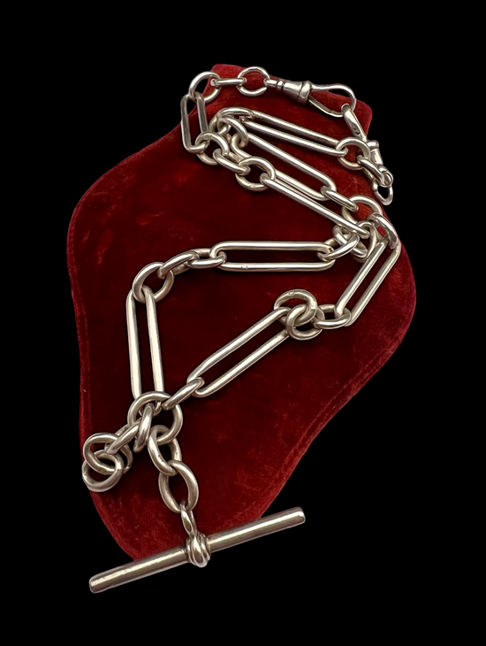ANTIQUE SILVER PAPERCLIP ALBERT CHAIN