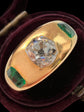 ANTIQUE DIAMOND & EMERALD FLUSH SET RING