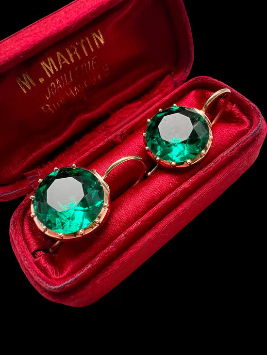 GEORGIAN GREEN PASTE EARRINGS
