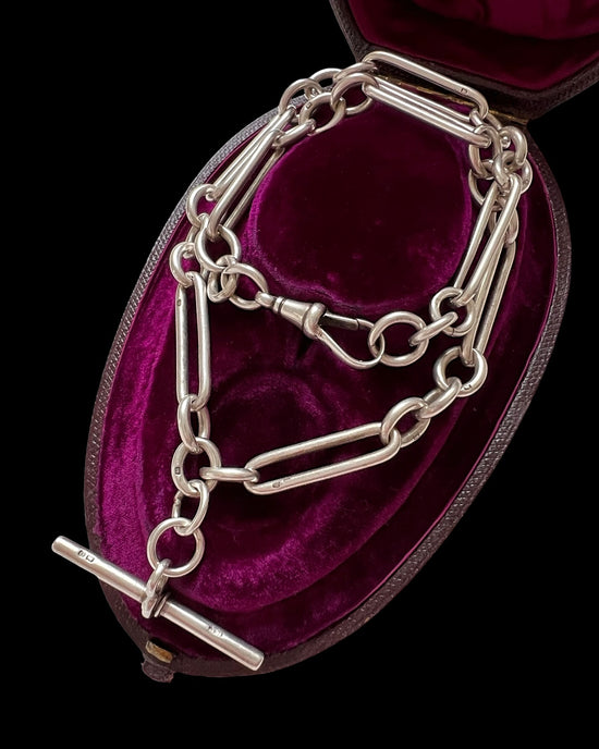 ANTIQUE SILVER PAPERCLIP ALBERT CHAIN