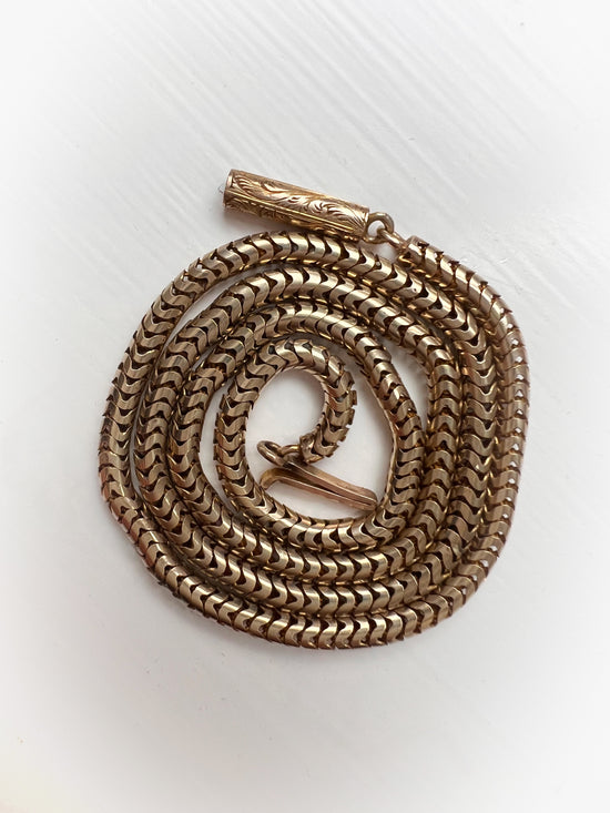 (SALE) VICTORIAN 15CT GOLD BRAZILIAN / SNAKE LINK CHAIN
