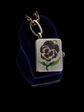 VICTORIAN ENAMEL PANSEY SILVER BOOK PENDANT