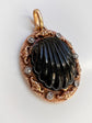 19TH CENTURY DIAMOND & BANDED AGATE SHELL PENDANT