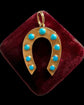 VICTORIAN 15CT GOLD & TURQUOISE HORSESHOE PENDANT