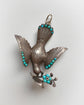 VICTORIAN SILVER & TURQUOISE DOVE PENDANT WITH ORIGINAL BOX