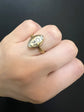 GEORGIAN DOVE & DOUBLE HEART NAVETTE SEPIA RING