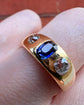 ANTIQUE SAPPHIRE & DIAMOND FLUSH SET RING