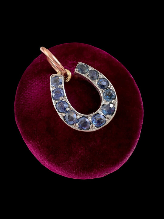 ANTIQUE NATURAL SAPPHIRE HORSESHOE PENDANT