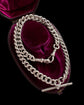 ANTIQUE CHUNKY SILVER CURB ALBERT CHAIN WITH T-BAR