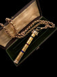 VICTORIAN 15CT GOLD & COLOURED ENAMEL TRIPLE PROPELLING PENCIL PENDANT