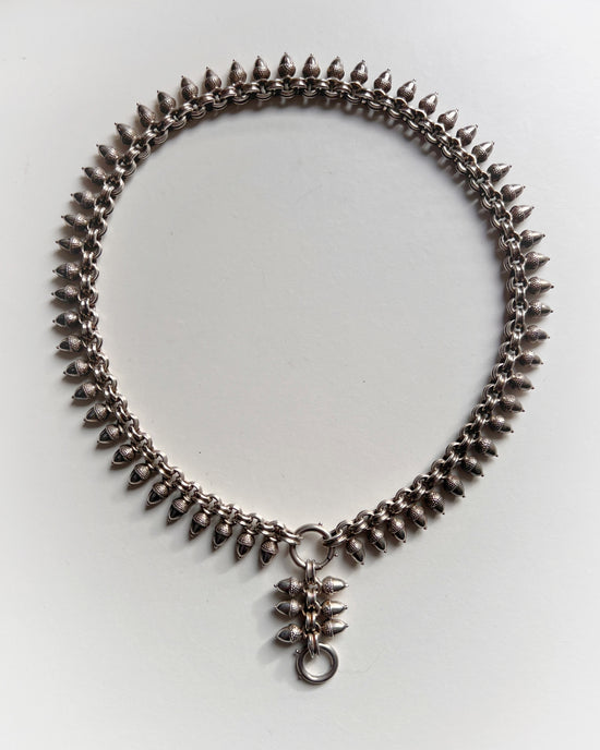 VICTORIAN SILVER ACORN COLLAR NECKLACE